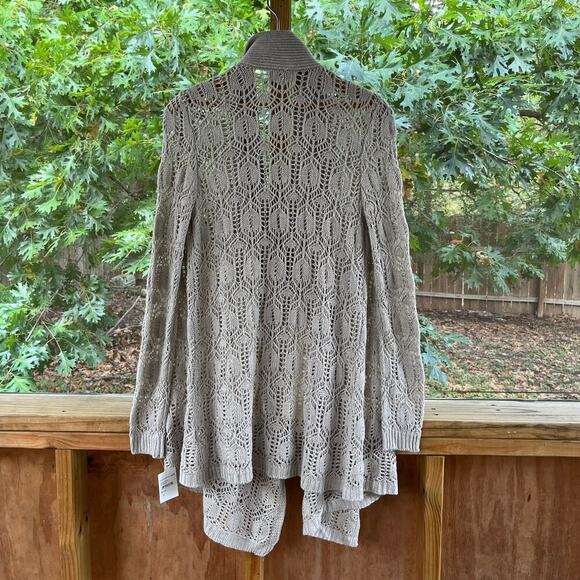 14th & Union Longline Open Front Crocheted Cardigan In Oatmeal Size M. NEW. - Picture 2 of 8